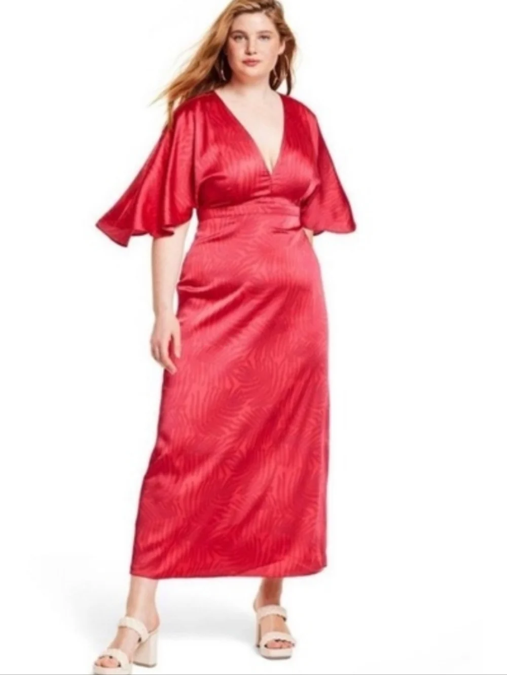 Fe Noel x Target Womens Plus Size Red Satin Maxi Dress. Sz 22 Beach - Picture 4 of 9